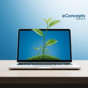 online zichtbaarheid vergroten - Een grafiek die de groei in online zichtbaarheid vergroten illustreert, met het logo van eConcepts Nederland.