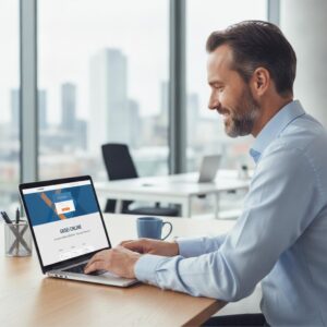 professionele website laten maken - Mockup van een MKB-website op een laptop, ontworpen door eConcepts Nederland, als voorbeeld van een professionele website laten maken.